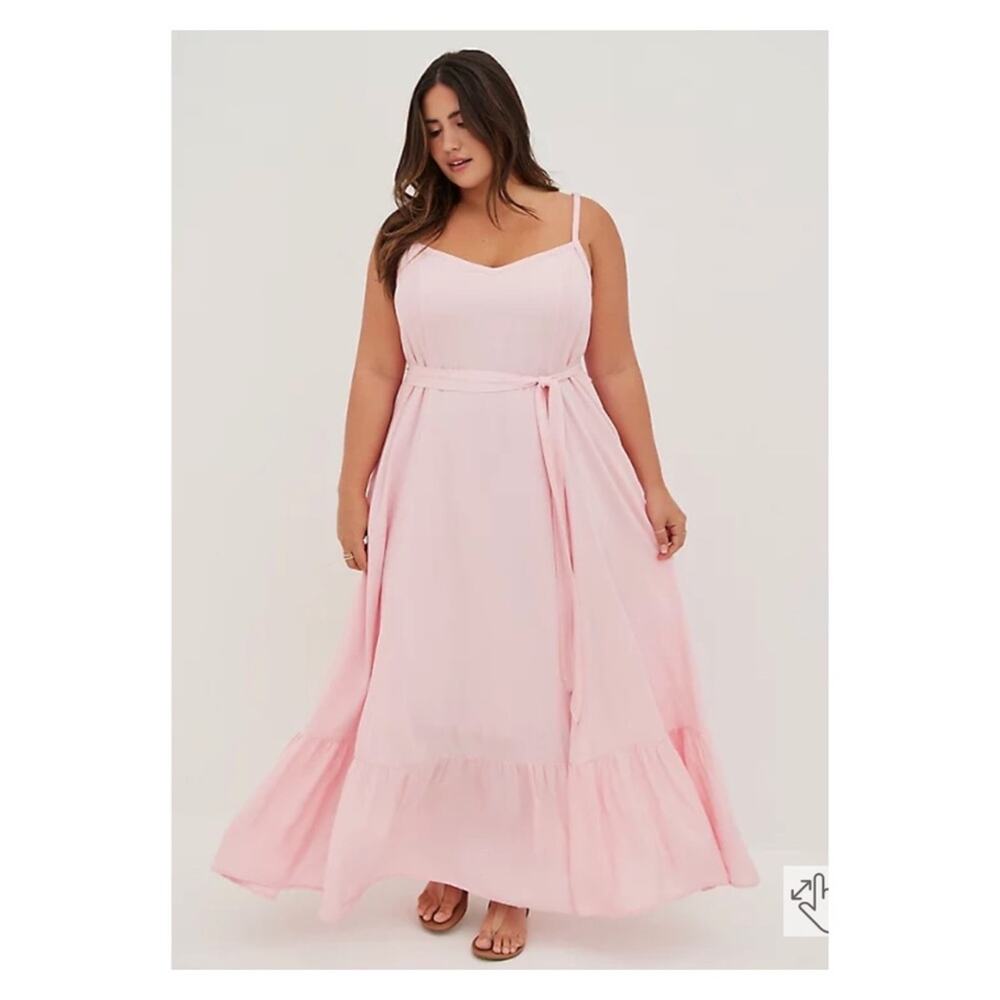 Torrid Blush Pink Gauze Tiered Maxi Dress Sz.4 NWT